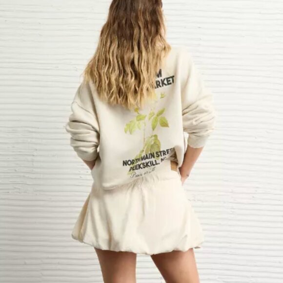 American Eagle Skort Stretch Bubble Mini Mid-Rise Skirt in Cream Beige Size 10 - Picture 8 of 11